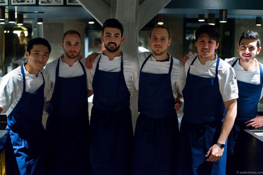 Head chef Kristian Baumann on the left with his team of chefs