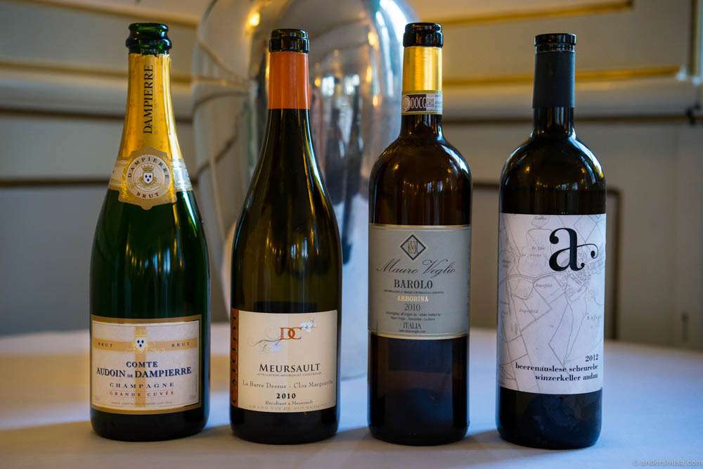 The bubbles and wines we had at lunch