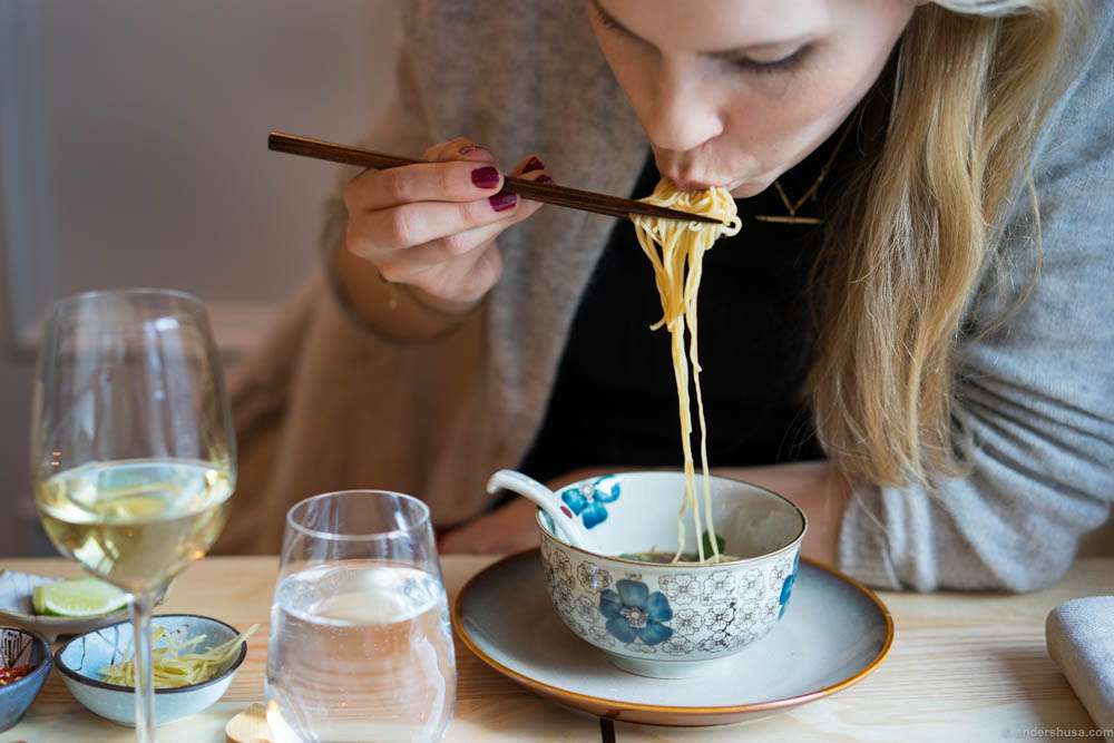 Slurping noodle soup like a pro