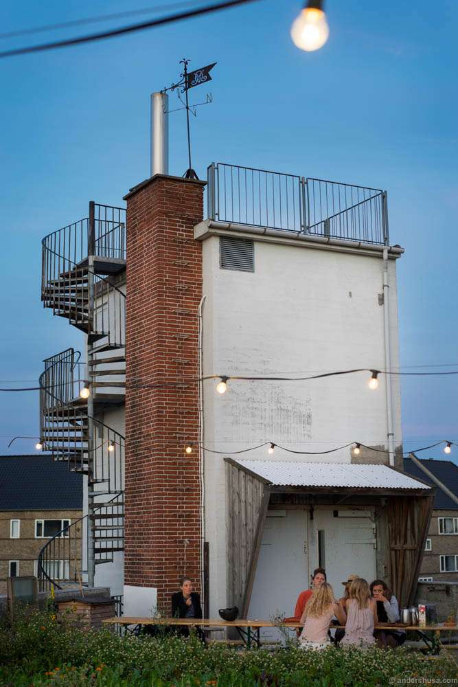 The entrance is through the fire escape