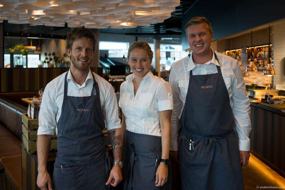 Restaurant manager Joakim Wågen, and waiters Eline Sørheim & Sondre Falch