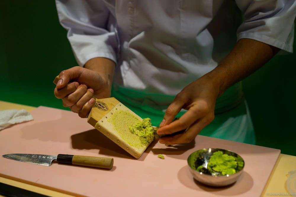 Roger started by grating a wasabi root