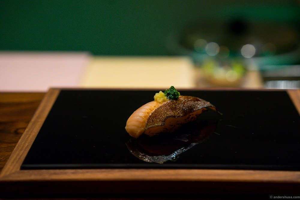 Mountain trout from Tyssedal with shiso, ginger, dark soya and calamansi citrus