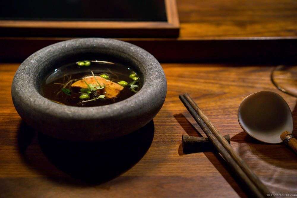 Miso with foie gras.