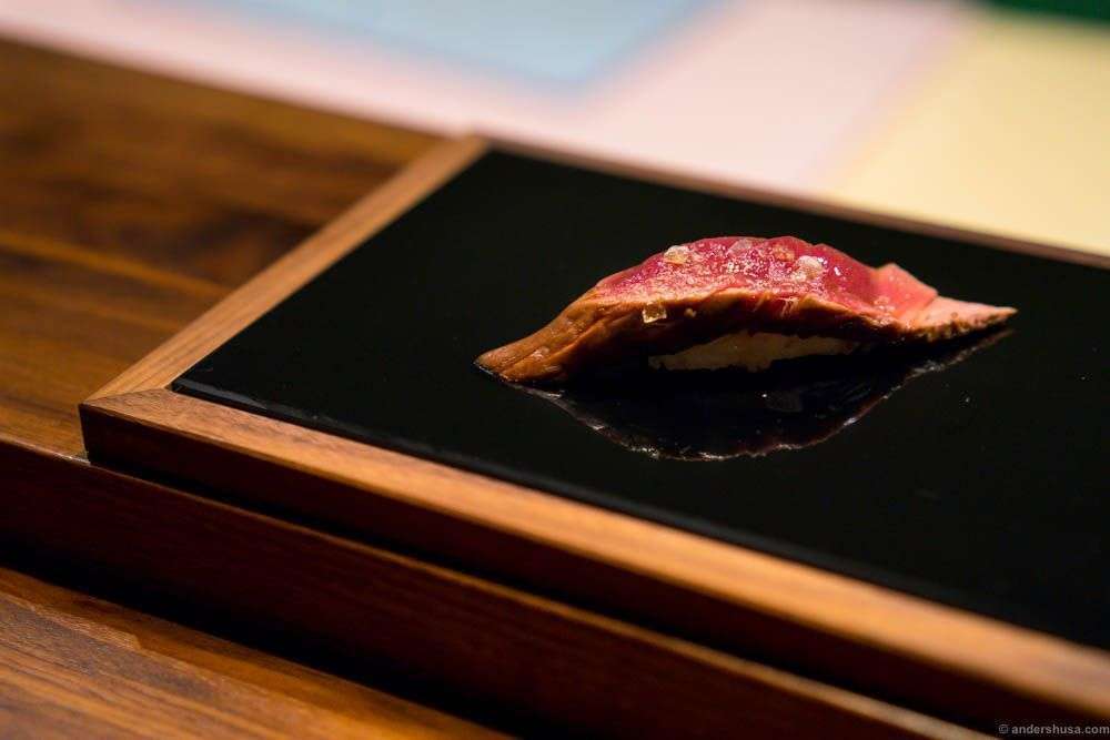 Lightly smoked reindeer, grilled on Japanese grill, served with seasalt