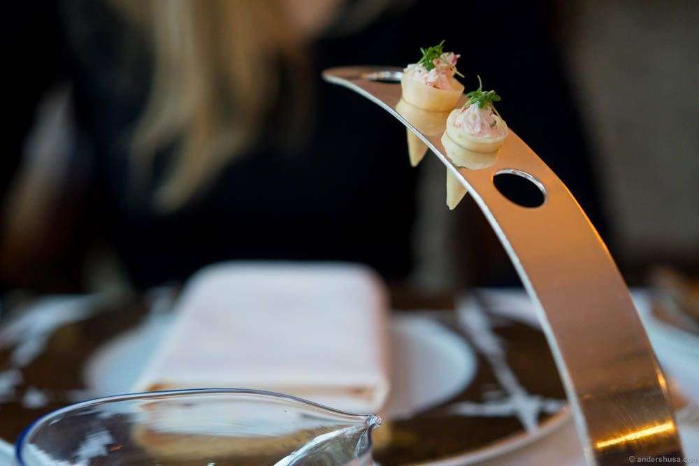 Cone with shellfish salad.