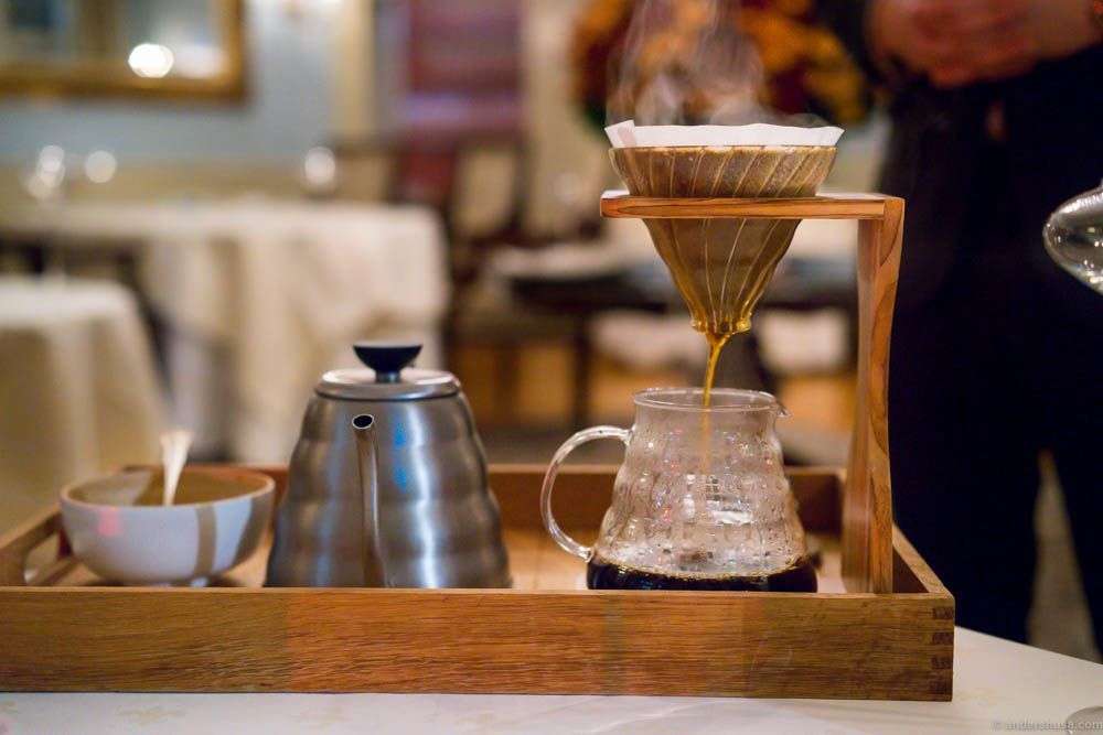 V60 brewing coffee. The Kapsokisio from Tim Wendelboe