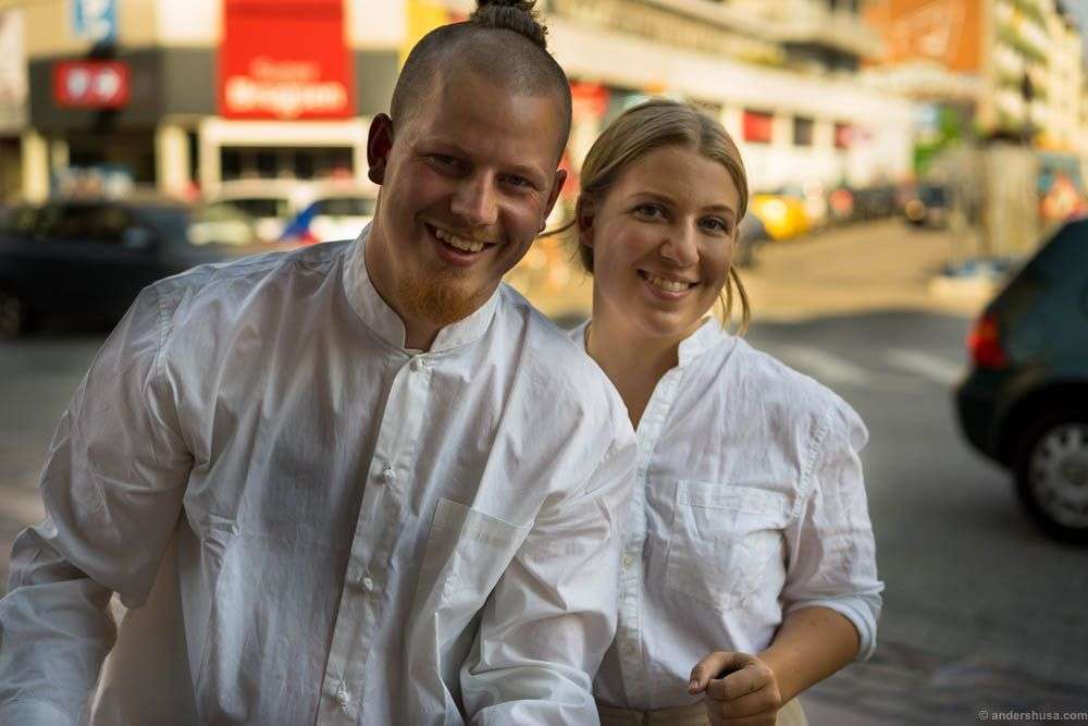 Mads Battefeld of Henne Kirkeby Kro and his girlfriend Anna