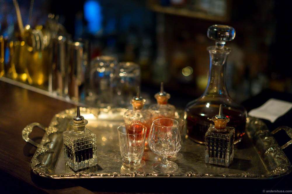 Bitters on silver tray