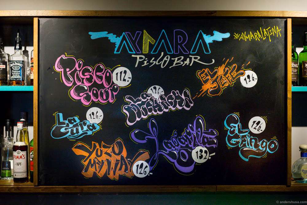The pisco bar selection at Aymara