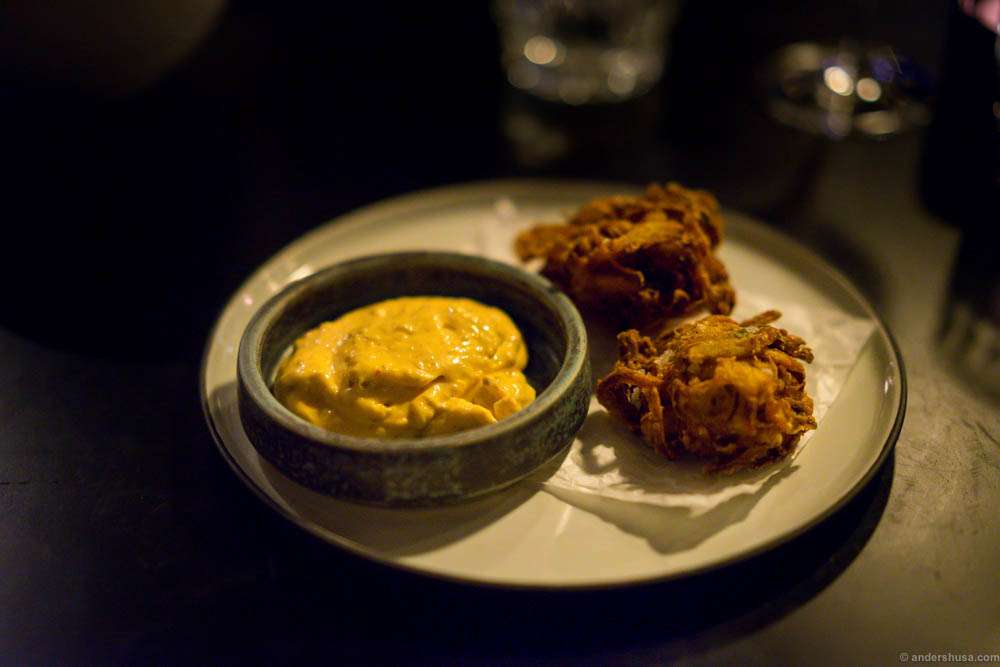 Fried onions and a crazy good dip