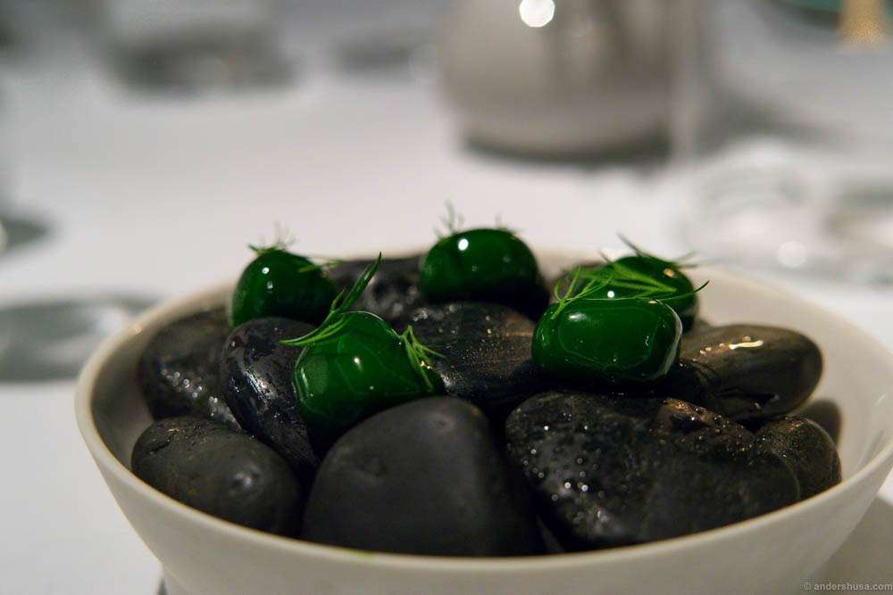 "Dillstones". Horseradish & frozen juice from pickled dill