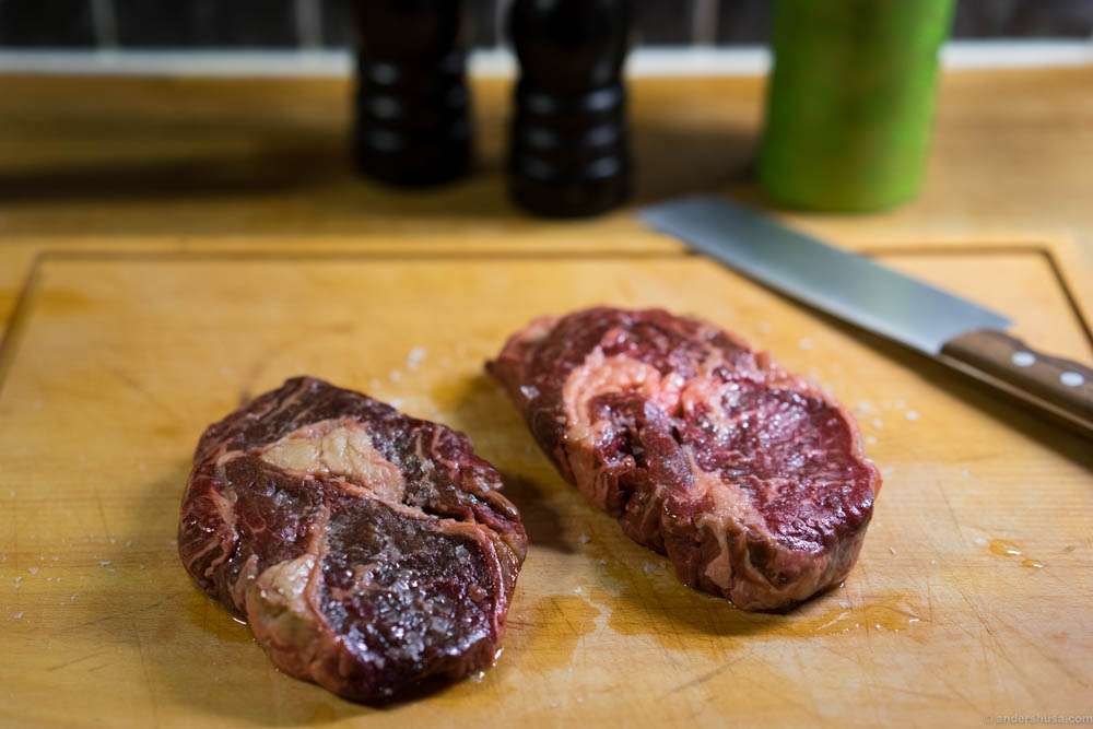Some oil and salt on the beef