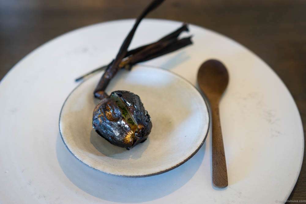 Grilled onion. Reminded me of the leek at Ylajali, of course, but this one is even simpler. There's only the sweetness and textures of the onion itself to balance the dish.