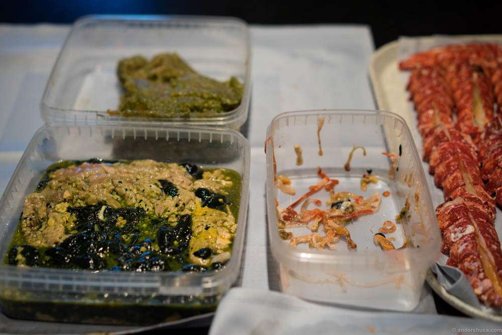 Lobster brains on the left, shit in the middle and lobster tails on the right side
