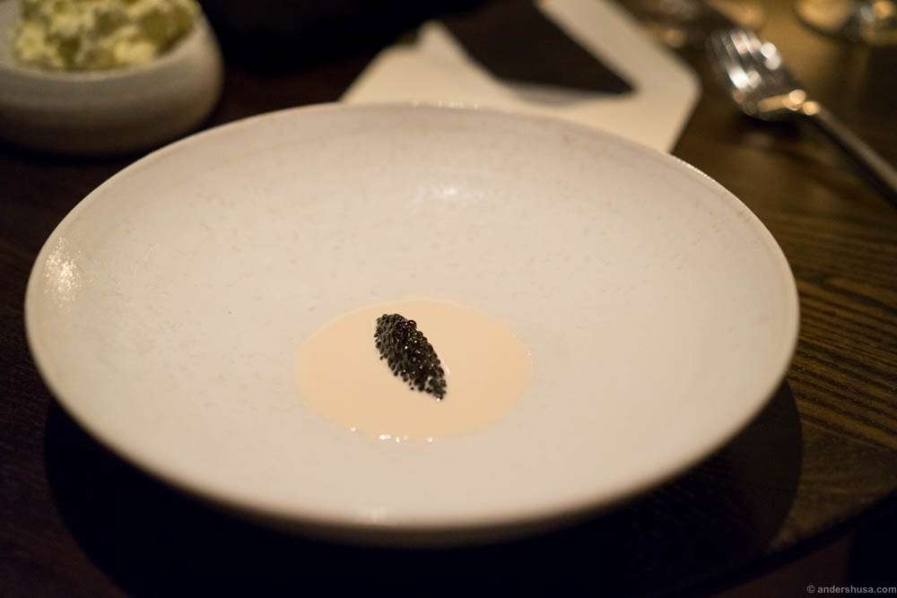 White sturgeon Caviar with walnut milk