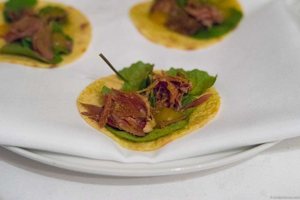 "Smalahove" is a traditional Norwegian dish of whole sheep's head. It looks more delicate when it's presented as a taco