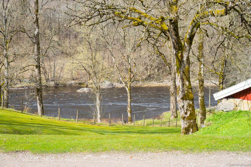 The river runs past the farm
