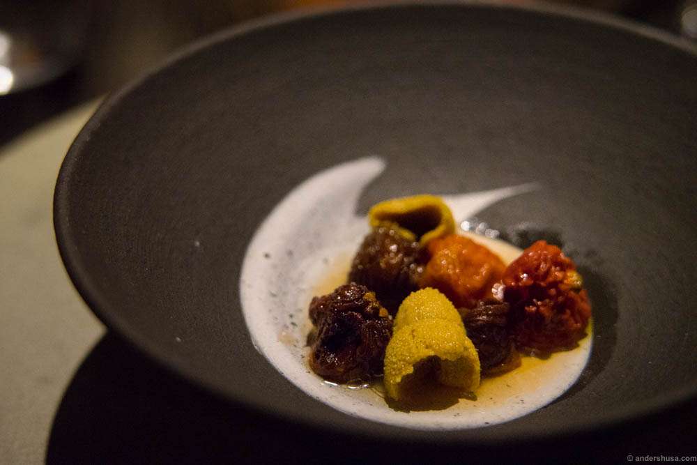 Sea urchin & tomato dried with pepper berries