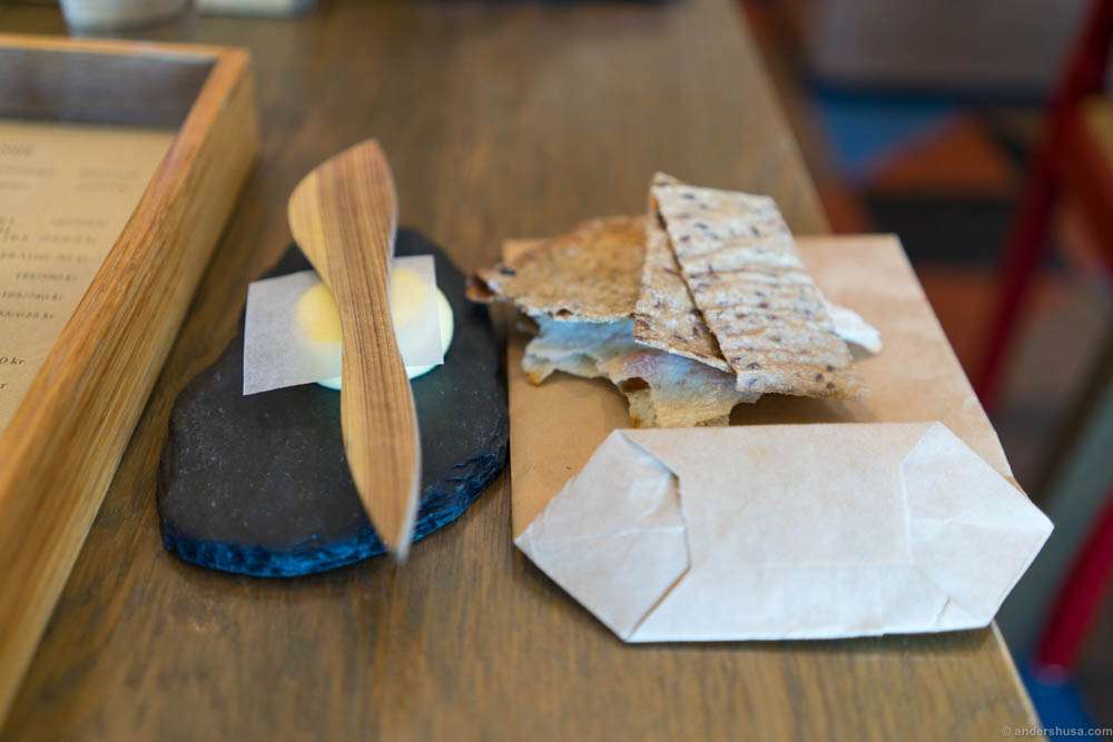 Homemade flatbread with salted butter