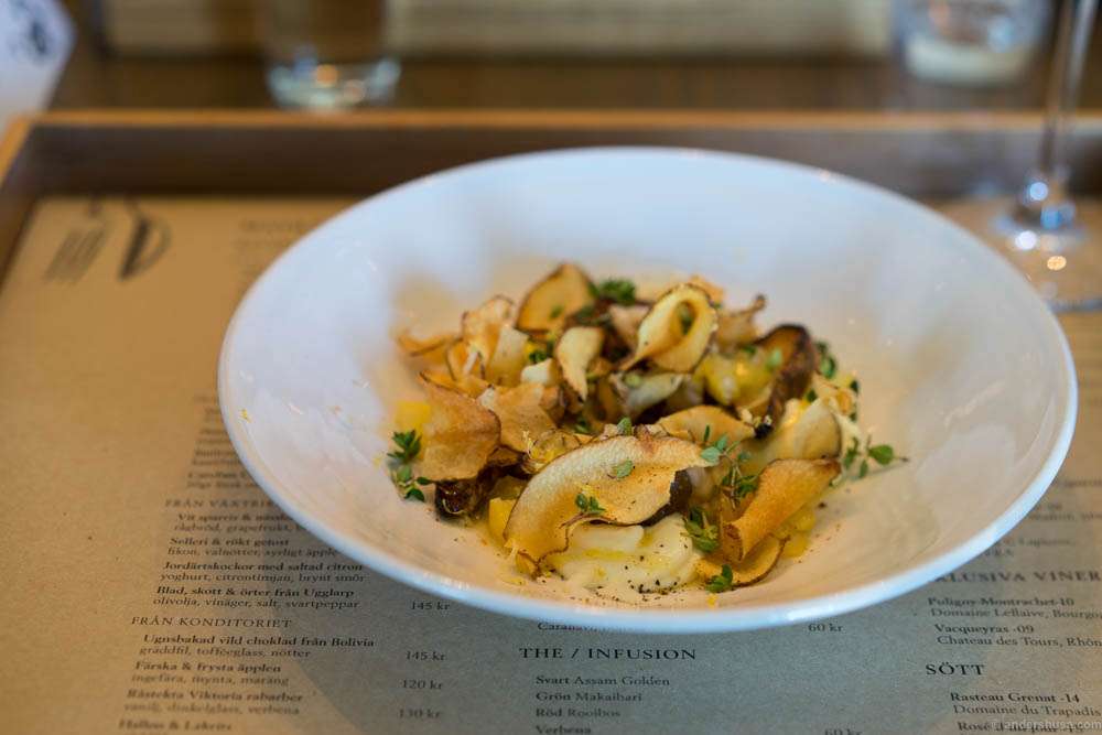 Jerusalem artichokes with salted lemon, yogurt, lemon thyme & browned butter