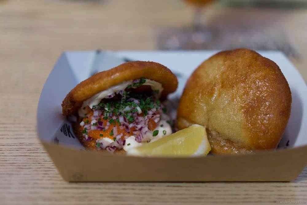 Deepfried steambun with "löjrom" from Nook Market