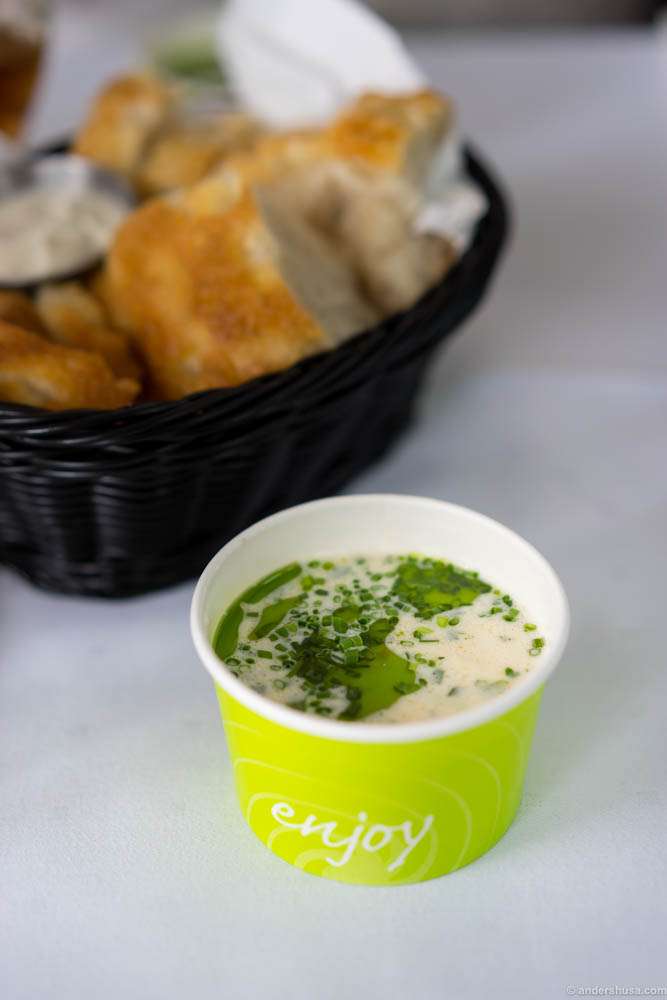 The fish soup at Fisketorget priced at NOK 30,-