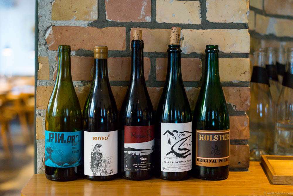The wine selection for this lunch