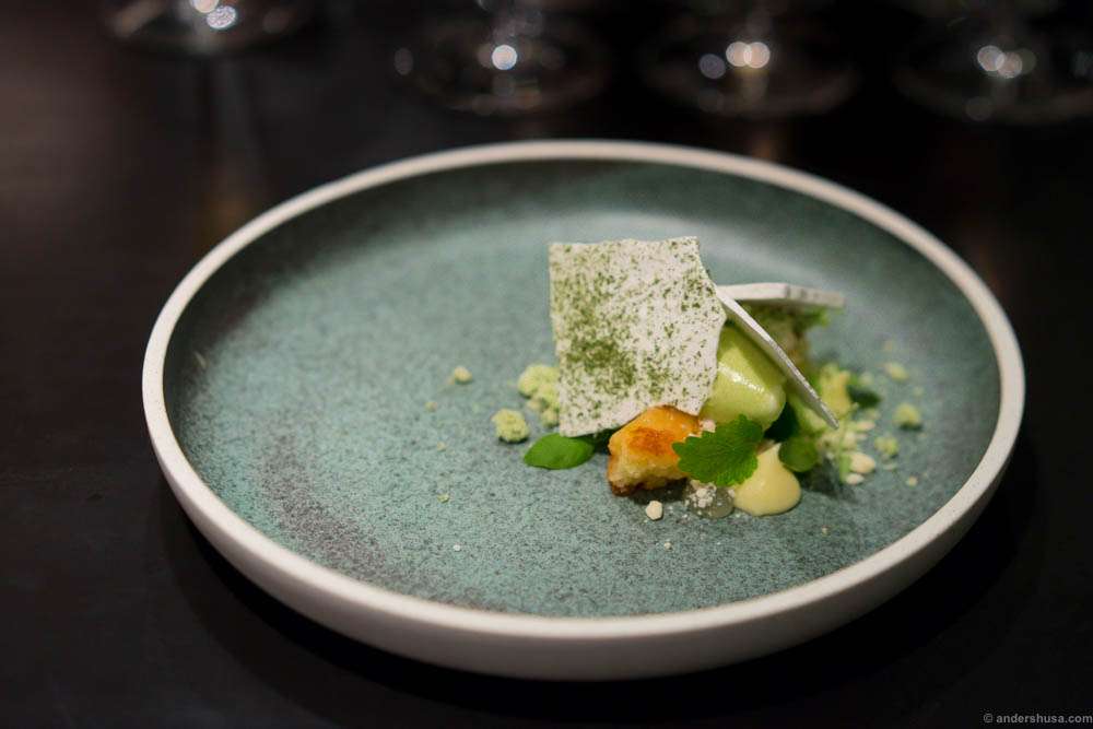 Verbena and white chocolate dessert