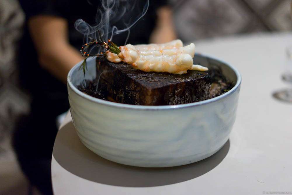 Langoustine from Midsund cooked on pink Himalaya salt at Bokbacka