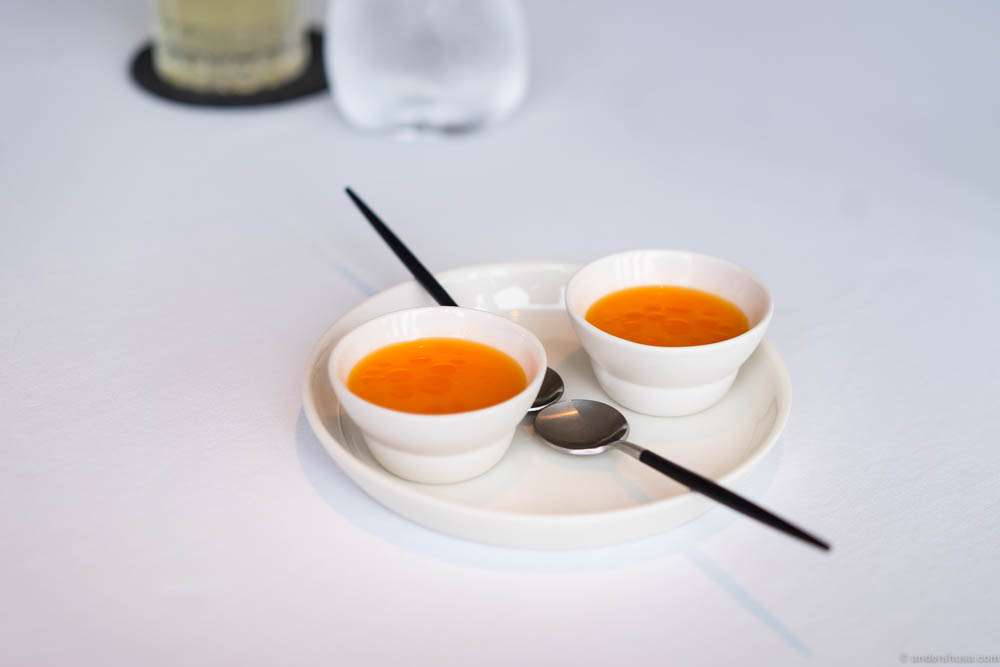 Danish lobster, silky milk, lemon verbena and juice from fermented carrots & sea buckthorn