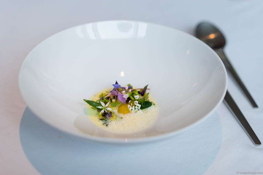 Wild herbs, leek, smoked pork fat & melted "Vesterhavs" cheese