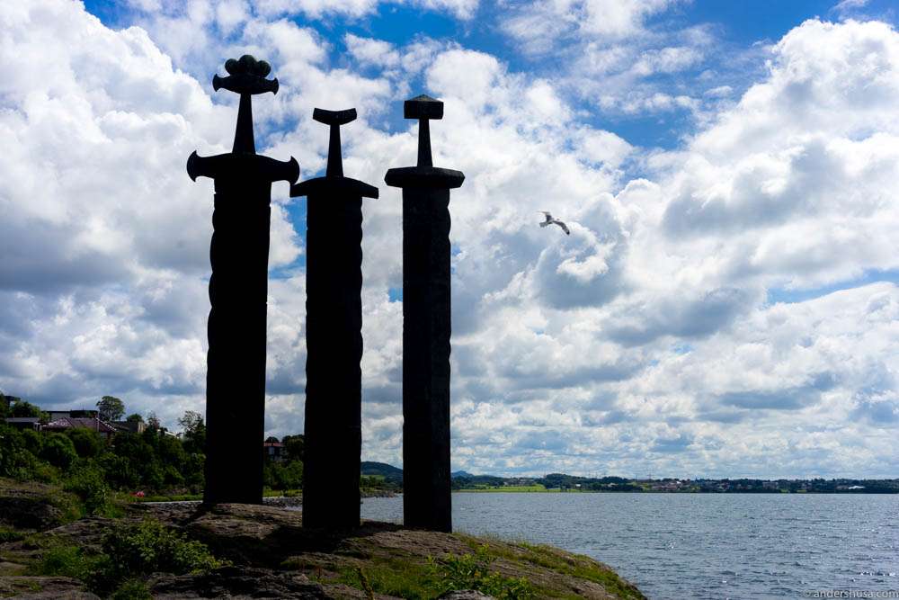 Famous landmark in Stavanger: "Sverd i fjell" – Swords in Rock