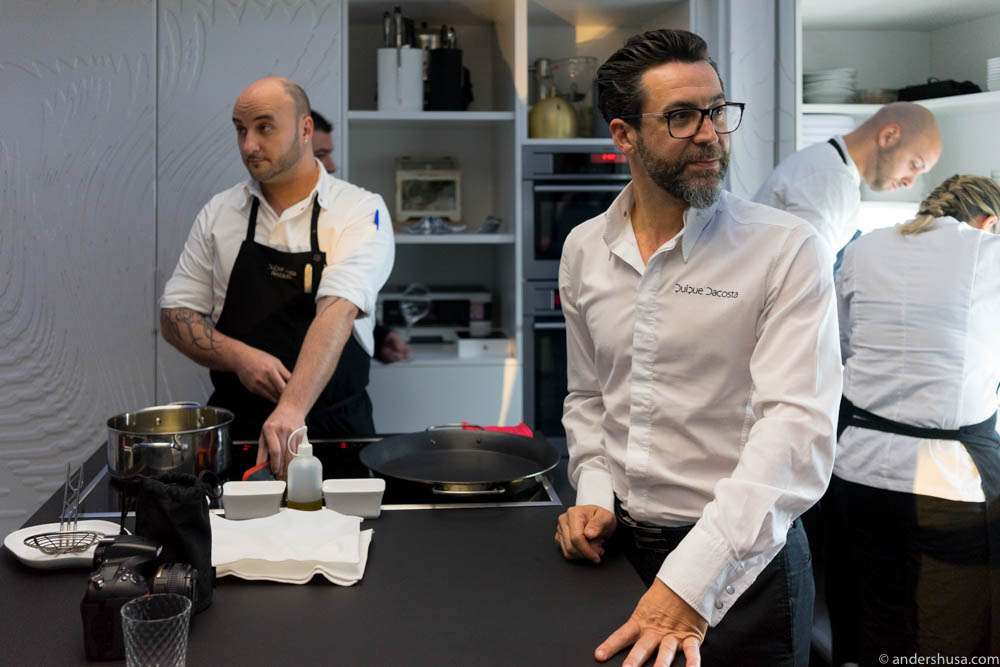 Chef Quique Dacosta in the test kitchen