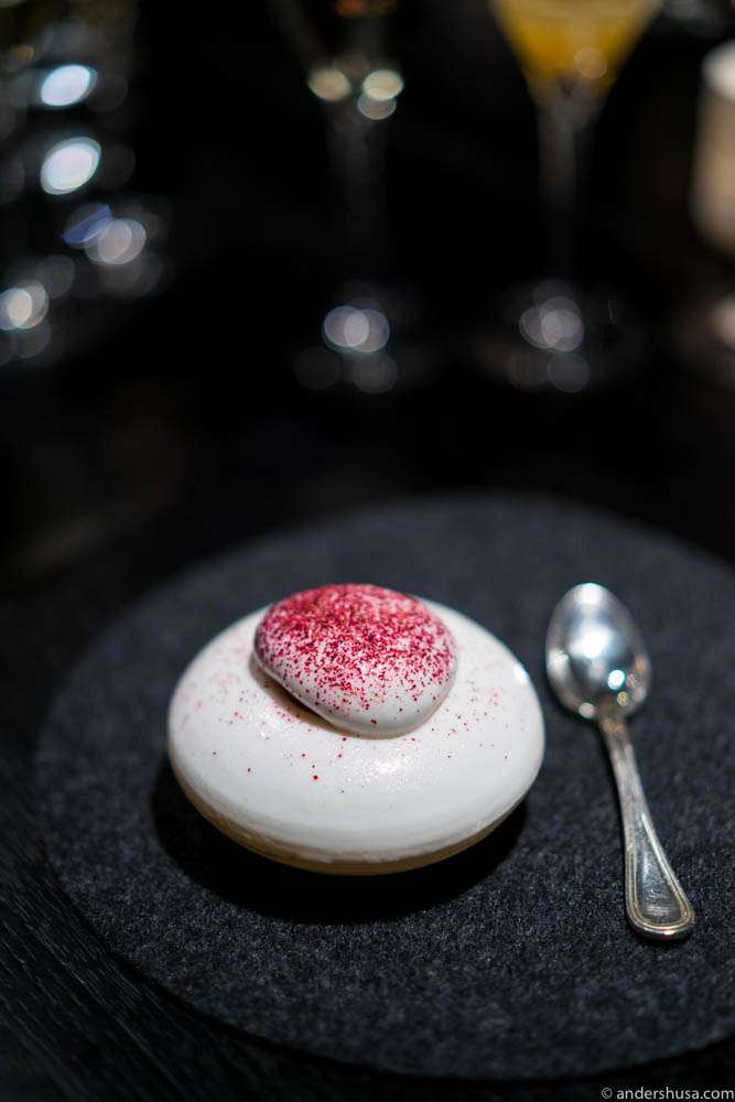 Cold cream of beetroot, lavender, and black currants