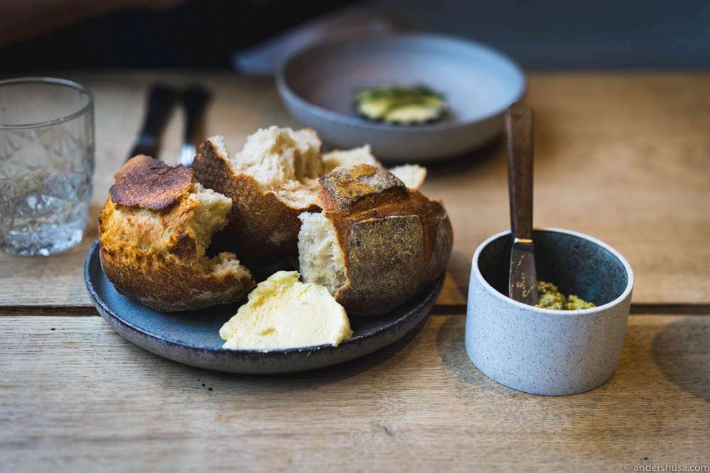 Sourdough bread with butter and squash compote