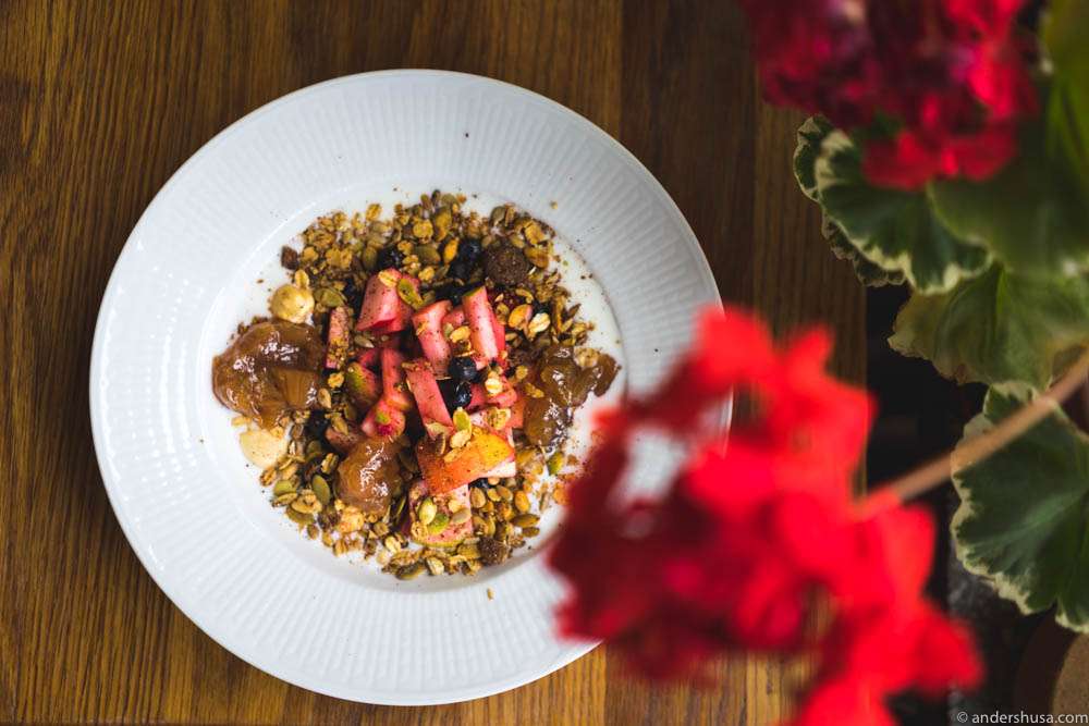 Granola and fresh fruits for breakfast