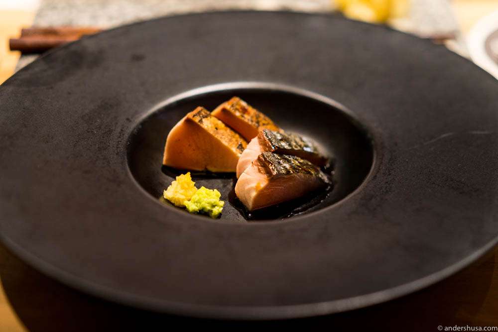 Bonito with homemade shoyu, wasabi & fresh ginger
