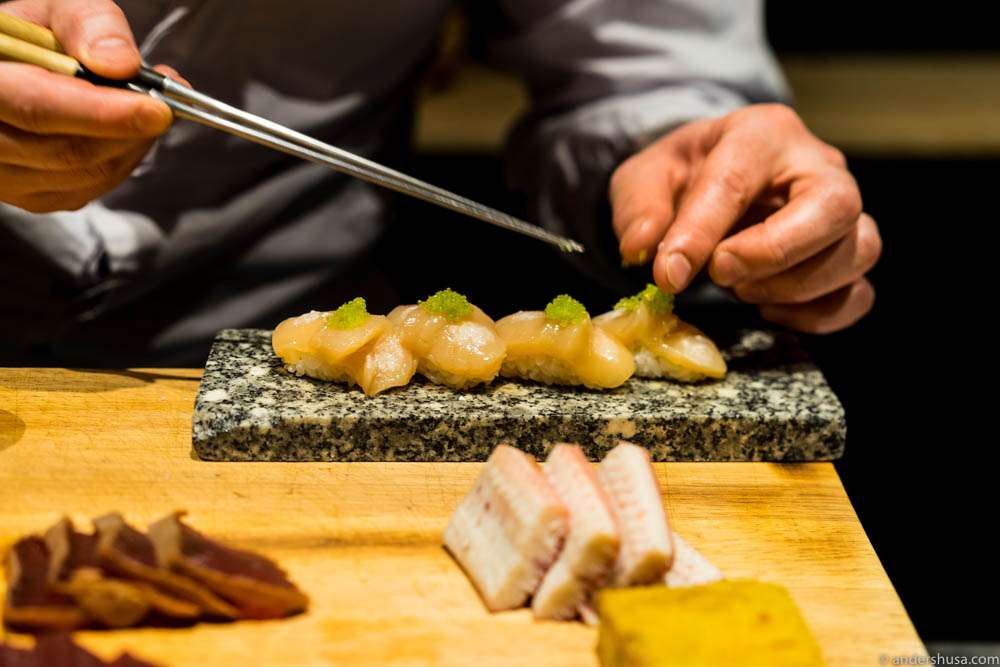 Scallops, Okinawa salt & finger lime