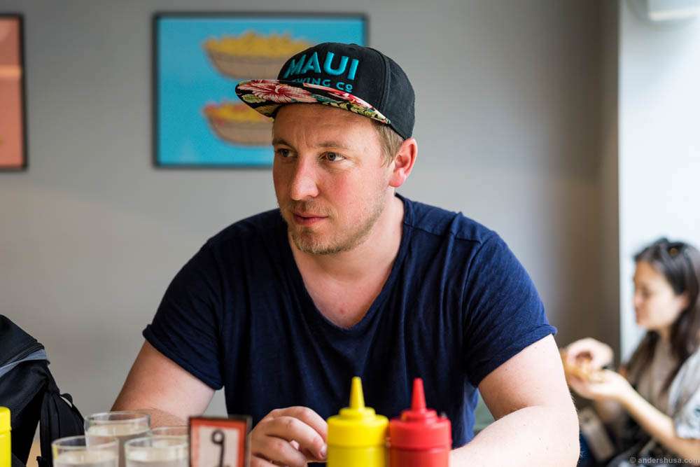 The beer lover – he never gets tired of beer and burger.