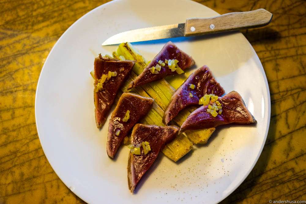 Red tuna with leeks & confit lemon