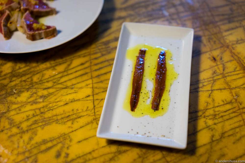 Anchovies in oil at Bar Brutal