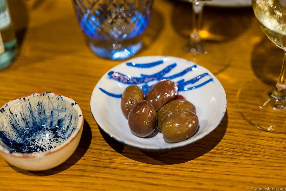 Complimentary olives at Estimar (better than at Bar Brutal)
