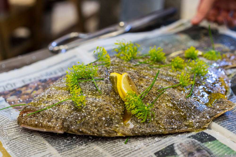 Turbot seasoned and ready for cooking