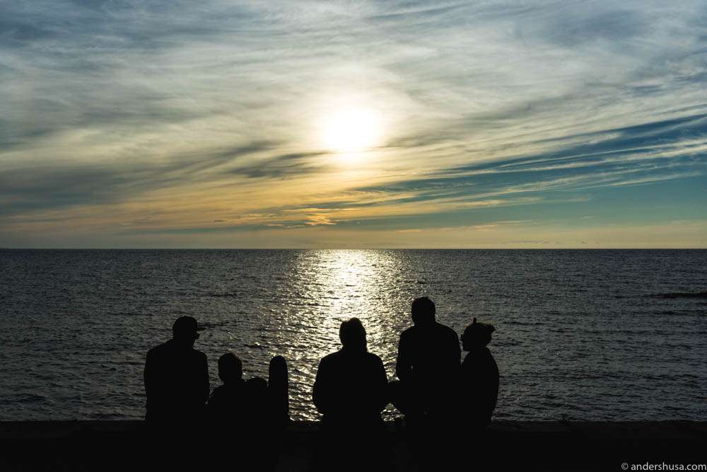 People gather in Visby to watch these spectacular sunsets