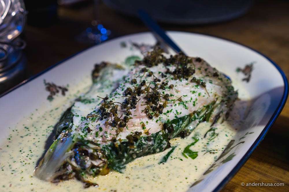 Cod with ramson capers
