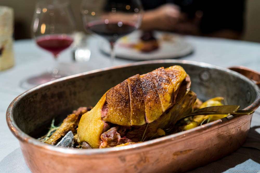 Duck from the open fire