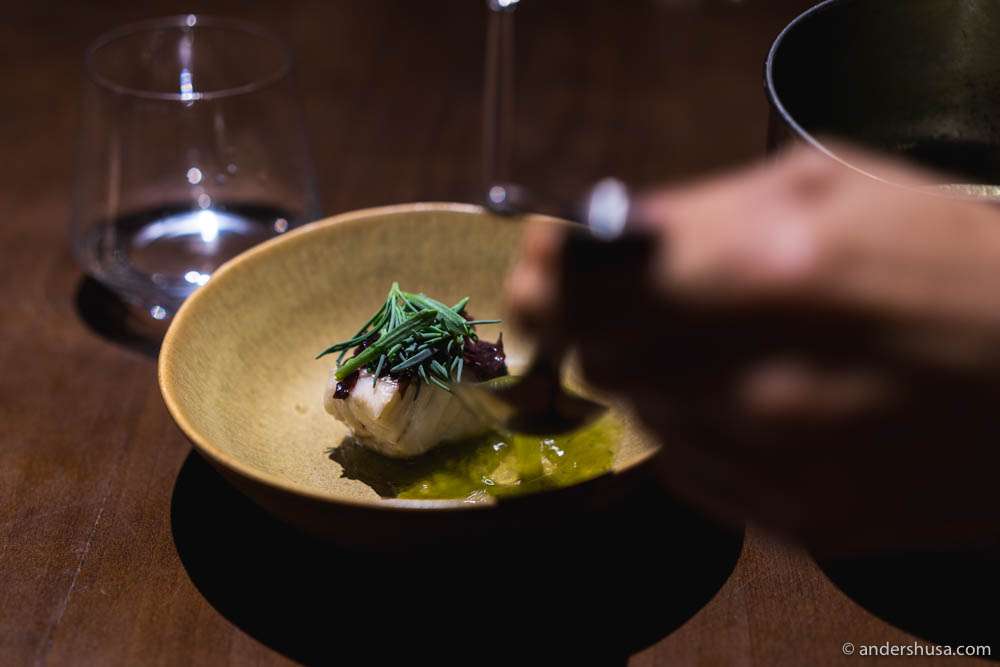 Fish of the day, seaweed and Atlantic herbs