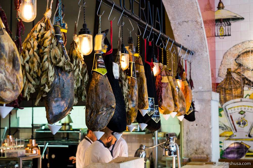 The ham selection at Bairro do Avillez