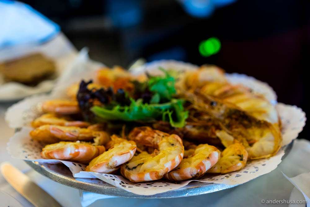 Cooked shrimps fresh from the boat